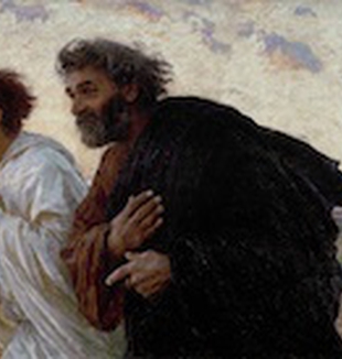 Eugène Burnand, Les disciples Pierre et Jean courant au sépulcre le matin de la Résurrection, 1898, huile sur toile, 82x134 cm, Musée d'Orsay, Paris.