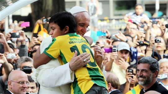 Le Pape François durant le voyage au Brésil