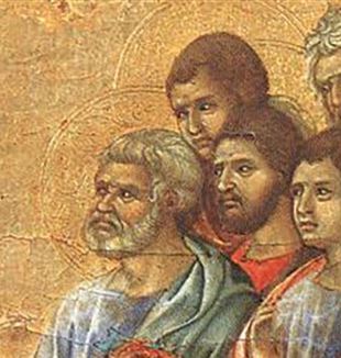 Duccio di Buoninsegna, "Apparition du Christ sur le mont Galilée (Maestà de Sienne)", détail