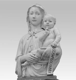 Luca Della Robbia, Vierge à l'enfant et parchemin (env. 1455) , Metropolitan Museum de New York