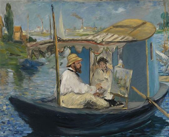 Édouard Manet, ''Monet peignant sur le bateau à Argenteuil'', 1874
