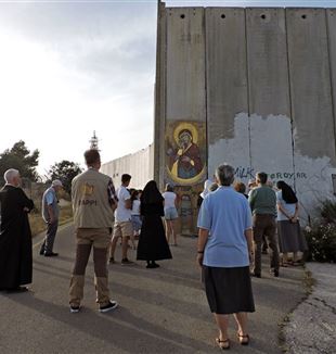 L'icône de Notre-Dame sur le mur de Bethléem de Ian Knowles (Catholic Press Photo)